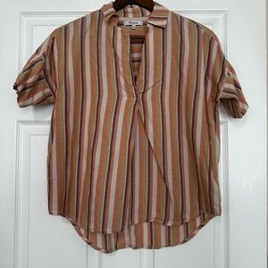Madewell courier button-back shirt in rainbow stripe